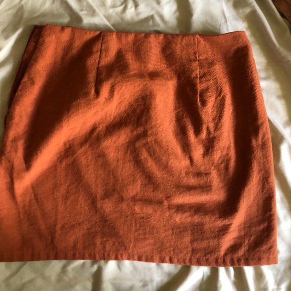 Rust Side Slit Mini Skirt - Picture 2 of 4